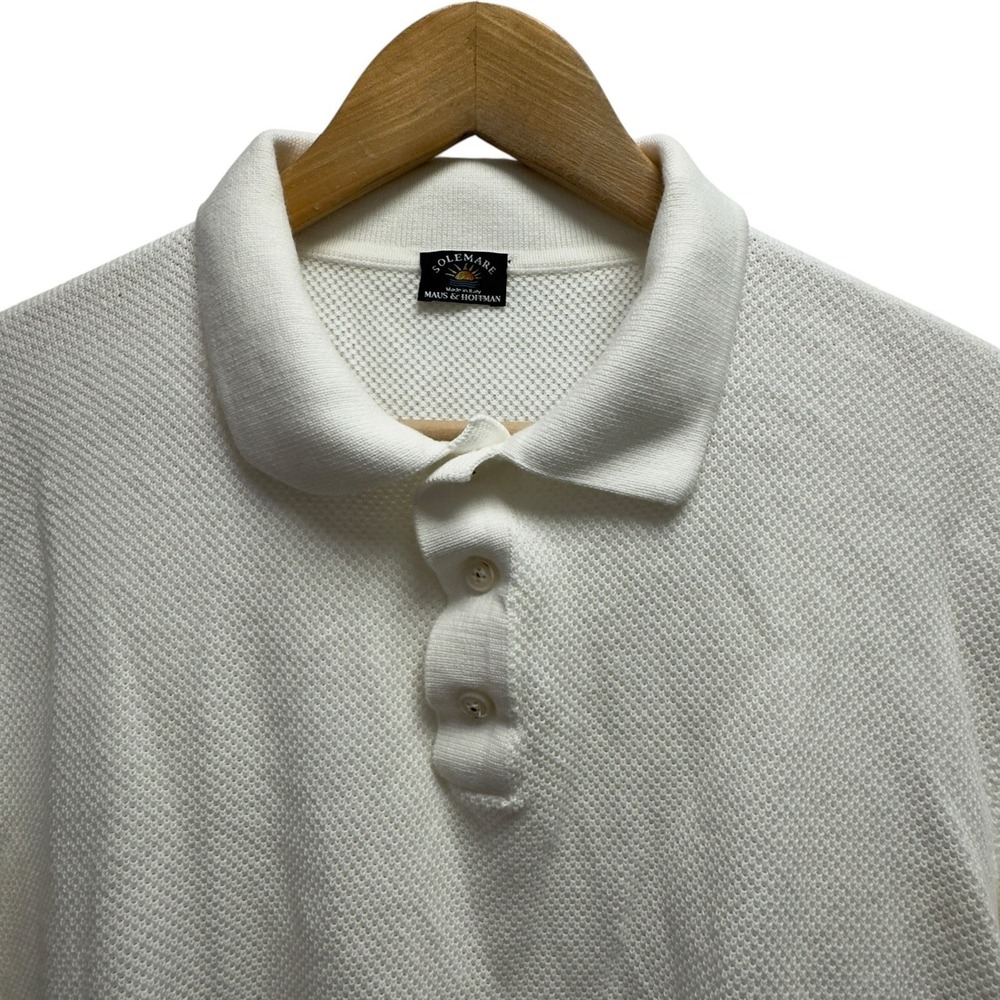 Solemare Maus & Hoffman Men's Medium White Cotton Knit Sweater Polo Shirt Italy